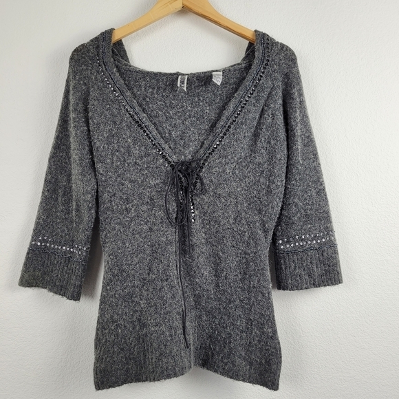 BKE gray wool sequin vneck sweater - Picture 9 of 9